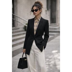 Zara Black Tailored Structured Blazer Jacket Womens S Equestrian Old Money Chic